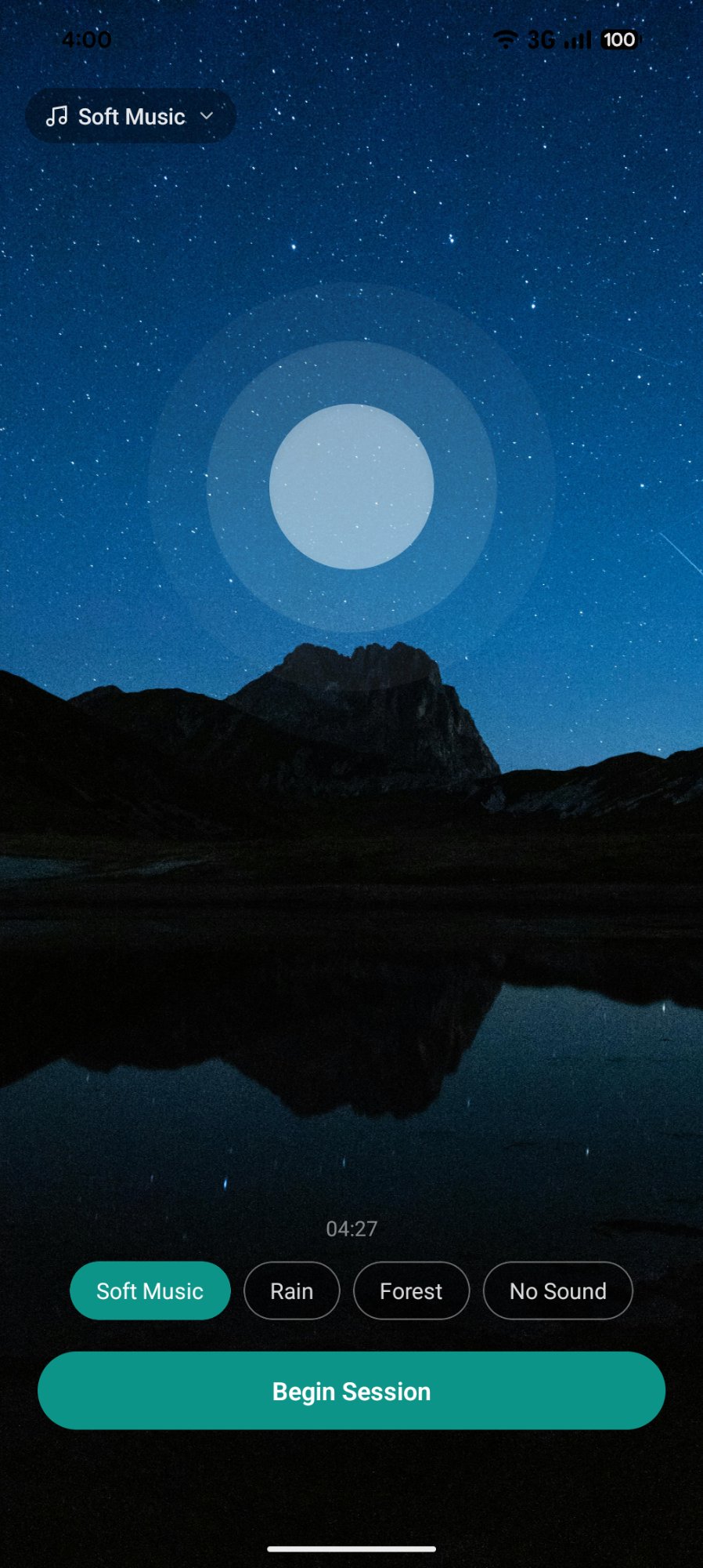 Meditation session screen